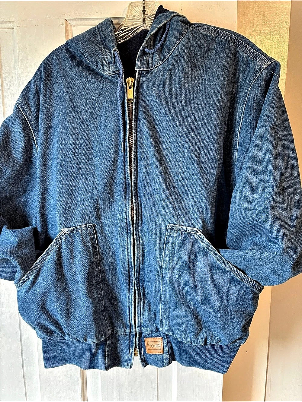 Walls Outdoors Denim Hooded Jacket Blue Size Large